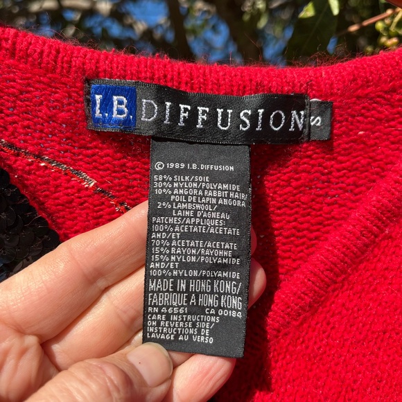 Vintage I B Diffusion Bright Red Christmas Sweater, Silk/Angora blend, Size S - Picture 3 of 15